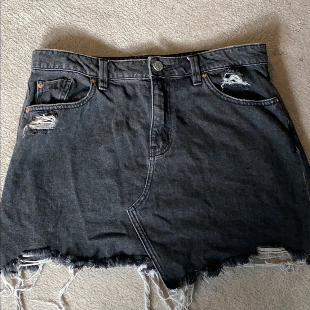 Black denim skirt